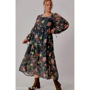 Anthropologie Evelin Maxi Dress S  floral  long  layered dress light  summer